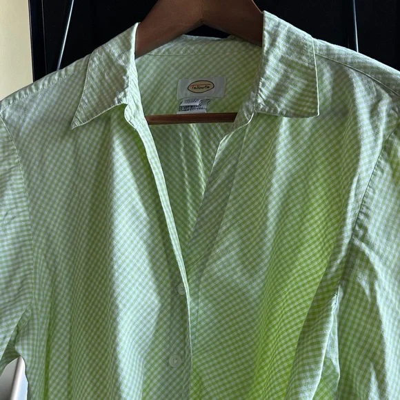 Talbots Light Green Gingham Button Down Shirt - Picture 6 of 8